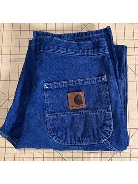 Carhartt Mens Blue Denim Work Jeans 30x34 Relaxed Fit 100% Cotton USA Made